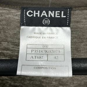 高級 CHANEL シャネル 09P P35187K02073 ココマーク リボン パール ビーズ装飾 コットン 半袖Tシャツ レディースの画像5