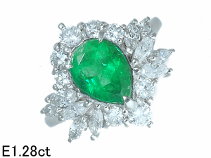  sound feather shop # emerald /1.28ct diamond /1.25ct Pt900 platinum te The Yinling g11.5 number so-ting attaching finish settled 