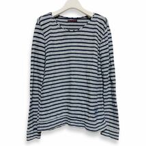 BLUEBLUE ブルーブルー ★ ボーダー カットソー Tシャツ 長袖トップス リサイクルコットン ネップ インディゴ グレー系 聖林公司 ブランド_画像1