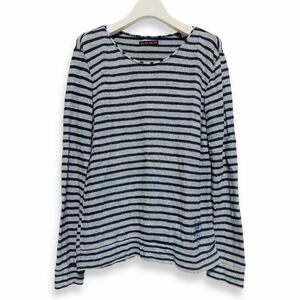 BLUEBLUE ブルーブルー ★ ボーダー カットソー Tシャツ 長袖トップス リサイクルコットン ネップ インディゴ グレー系 聖林公司 ブランド