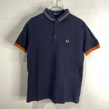 ☆送料無料☆FREDPERRY☆フレッドペリー☆ポロシャツ☆鹿の子コットン☆ネイビー☆M☆日本製☆E23☆_画像1