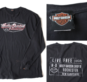 Harley-Davidson ビッグサイズ ロングTシャツ スウェットシャツ ブラック (3XL) ハーレーダビッドソン
