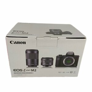 3 未使用品　 Canon キャノン EOS Kiss M2 ダブルズームキット ミラーレス一眼レフ ホワイト EF-M15-45 3.5-6.3 55-200mm 4.5-6.3 IS STM