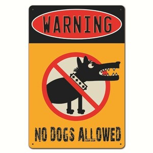 新品 壁掛けプレート 犬お断り warning no dogs allowed 警告版 いぬ イヌ 糞 うんこ うんち 散歩 トイレ おしっこ 金属パネル ブリキ看板