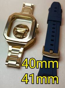 40mm 41mm ゴールドセット apple watch アップルウォッチ メタル ラバーバンド カスタム 金属 ゴールデンコンセプト golden concept 