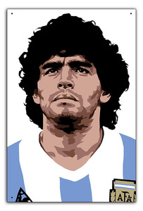 BDM02-ディエゴ マラドーナ Diego Maradona 神の手 アルゼンチン代表 サッカー soccerメタル プレート ブリキ看板 plate Tinplate 模写