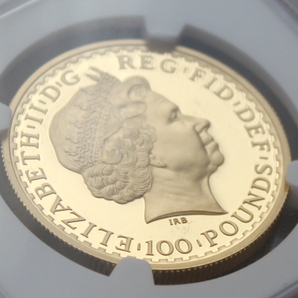 2001年 イギリス ブリタニア ライオン 100ポンド 金貨 NGC PF70UC 最高鑑定品！！の画像9