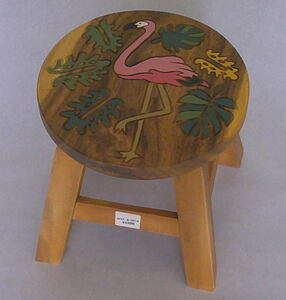  handmade wooden wood stool low type flamingo maraika