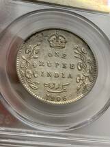 イギリス領 インド エドワード7世 １ルピー 公博 GBCA 鑑定済みMS61 銀貨 収蔵品放出 美品_画像4
