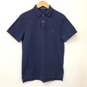 □POLO RALPH LAUREN 半袖ポロシャツ M(175/96A) 紺 ポロラルフローレン メンズ SLIM FIT ロゴ刺繍 綿100％ 複数落札同梱OK B230531-303●