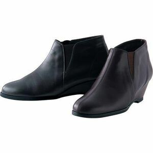 ta... cow leather 4E elegance boa boots 21.5cm black short boots 