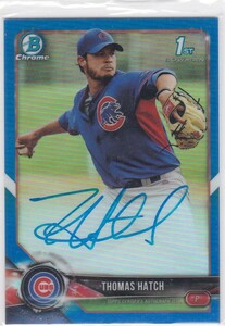 THOMAS HATCH (CUBS) 2018 BOWMAN CHROME PROSPECT AUTO BLUE REFRACTOR (#/150)