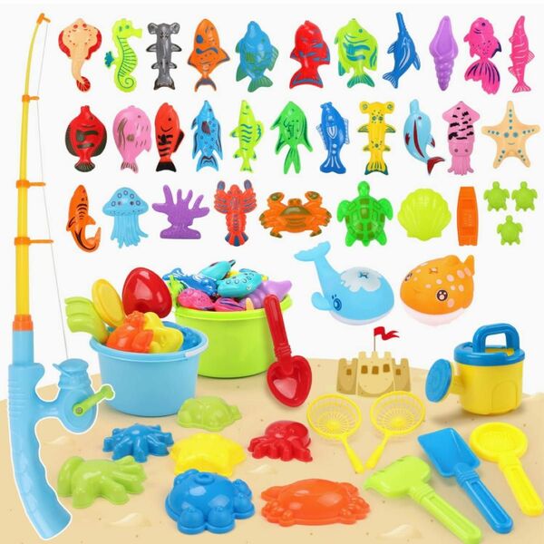 水遊び おもちゃ 魚釣り 砂遊び お風呂 砂場 ゲーム 知育玩具 51点セット