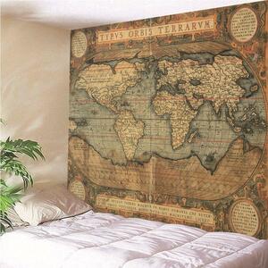 お買得◆ヴィンテージ　世界地図　タペストリー　壁吊り　装飾　リビングルーム　寝室　200x150cm