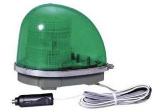 小糸製作所/KOITO 緑色丸型警光灯 24V 2N型 フラッシュランプ フェライトマグネットタイプ シガーライタープラグ付 MFL-2NCG 入数：1個
