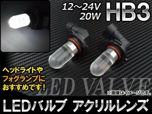 AP LEDバルブ ホワイト アクリルレンズ HB3 12～24V 20W AP-HPHB3-20WY-4W 入数：2個