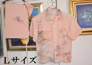  silk aloha shirt +. middle fundoshi + black cat undergarment fundoshi L size. 3 point set *..* silk C-7