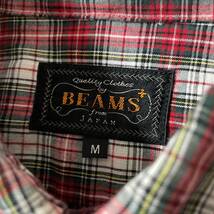 【日本製】BEAMS+ size/M (hb) ビームスプラス ボタンダウンチェックシャツ BD 長袖 レッド 赤_画像4