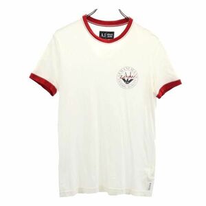 アルマーニジーンズ ロゴプリント 半袖 Tシャツ XS 白 ARMANI JEANS メンズ 230511 メール便可