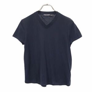 ジョルジオアルマーニ イタリア製 Vネック 半袖 Tシャツ USA10 ネイビー系 GIORGIO ARMANI レディース 230515 メール便可