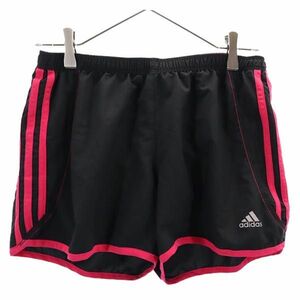 アディダス ロゴ ランニング パンツ L ブラック系 adidas ランパン 3ライン ショートパンツ レディース 230518