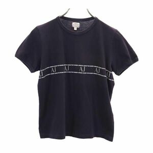 アルマーニジーンズ イタリア製 ロゴプリント 半袖 Tシャツ USA6 ネイビー系 ARMANI JEANS レディース 230525 メール便可