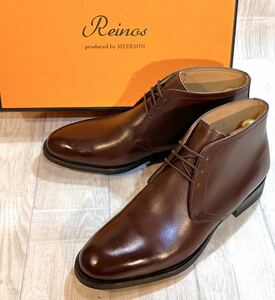 【未使用】Reinos レイノス producede by MEERMIN◆25.5cm 7◆プレーントゥ チャッカブーツ 革靴 ビジネスシューズ ドレスシューズ メンズ