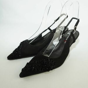 MORGAN Morgan 35 21.0 back strap pumps flower motif suede black black /BC71