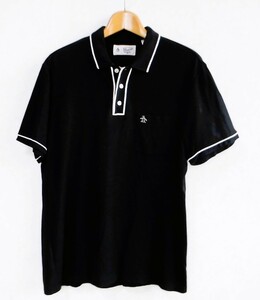 [ prompt decision ]original Penguin BY Munsingwear Munsingwear wear penguin embroidery Logo polo-shirt with short sleeves / collar sleeve line deer. . cotton .poke* men's XL black 