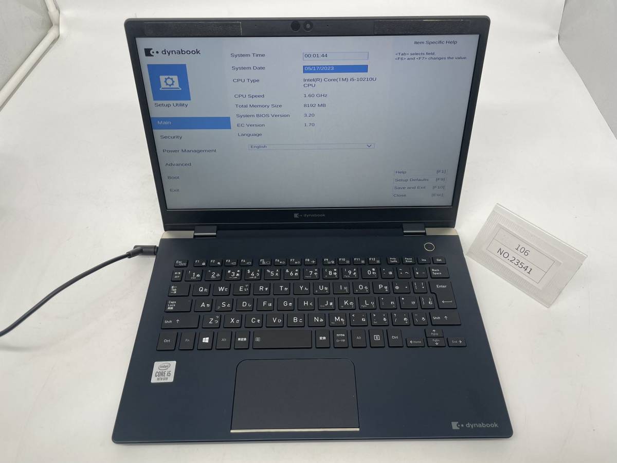 TOSHIBA G83/FP Core10世代i5 10210U 1.6GHZ メモリ8GB SSD256GB 通電
