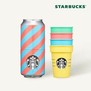 スタバ 韓国 2022 サマー 2★パーティ ナイト ポータブル カップセット 4P 250ml 缶ケース★海外 スターバックス 夏