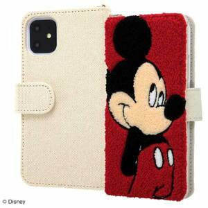 iPhone 11 notebook type case Disney Mickey pocketbook cover SaGa la embroidery mirror card pocket lovely stylish wing Lem IS-DP21SGR1-MK
