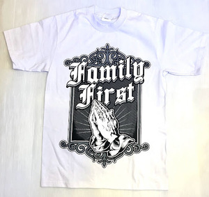 BH47)PRO TEAM プレイハンド・FAMILY FIRST プリント Tシャツ半袖/WHITE/LA/HIPHOP/XL/大きいサイズ/ヘビー/USサイズ