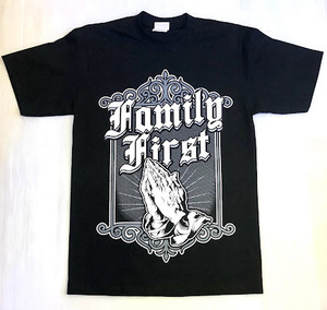 BH47)PRO TEAM プレイハンド・FAMILY FIRST プリント Tシャツ半袖/BLK/LA/HIPHOP/M/大きいサイズ/ヘビー/USサイズ