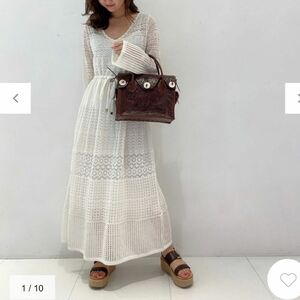 【美品☆】グレースコンチネンタル ダイアグラム 透かし編みニット ワンピース Sサイズ インナーキャミ付き Grace