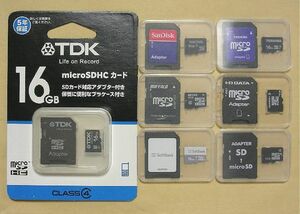 東芝、SANDISK、KINGMAX、IOデータ、BUFFALO、SOFTBANK他等の各社扱い16GBマイクロSDHCカード標準SDカードアダプタ付属_未使用バルク品1枚