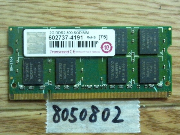 ノートPC用メモリ2GB 200pin DDR2動作確認8050802