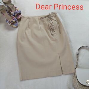 【新品未使用】Dear Princess ディアプリンセス レースアップリボン付きタイトスカート♪ベージュ 38 Mサイズ 9号