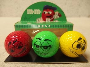 0530327a【m&m's ゴルフボール ３点入り】エムアンドエムズ/赤/緑/黄/未使用保管品