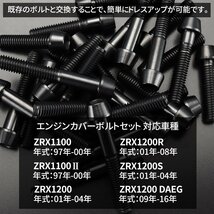 ZRX1100 ZRX1200/R/S DAEG エンジンカバーボルト 25本セット チタン製 テーパーヘッド カワサキ車用 ブラック JA8105_画像2