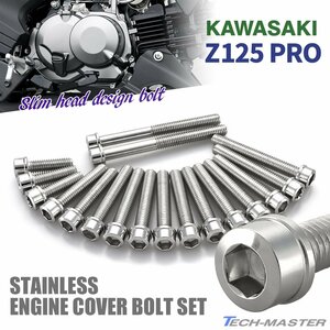 Z125 PRO BR125 エンジンカバーボルト 18本セット ステンレス製 スリムヘッド カワサキ車用 シルバーカラー TB8041