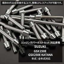 GSX250E KATANA エンジンカバー クランクケース ボルト 31本セット ステンレス製 テーパーシェルヘッド シルバーカラー TB9376_画像2