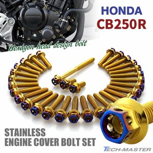 CB250R エンジンカバー クランクケース ボルト 31本セット ステンレス製 ホンダ車用 ゴールド×焼きチタンカラー TB6560