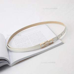 [ white ] enamel material small belt 1.5cm PU leather belt length adjustment white 