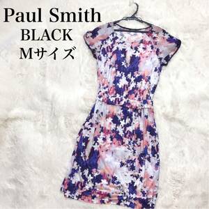 美品 Paul Smith BLACK 花柄 ワンピース 半袖 ポールスミス