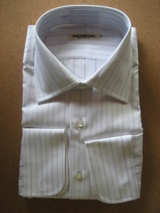 ワイシャツ ラベンダー ストライプ セミワイド 長袖 シャツ スリムフィット (41 L サイズ) 未使用品