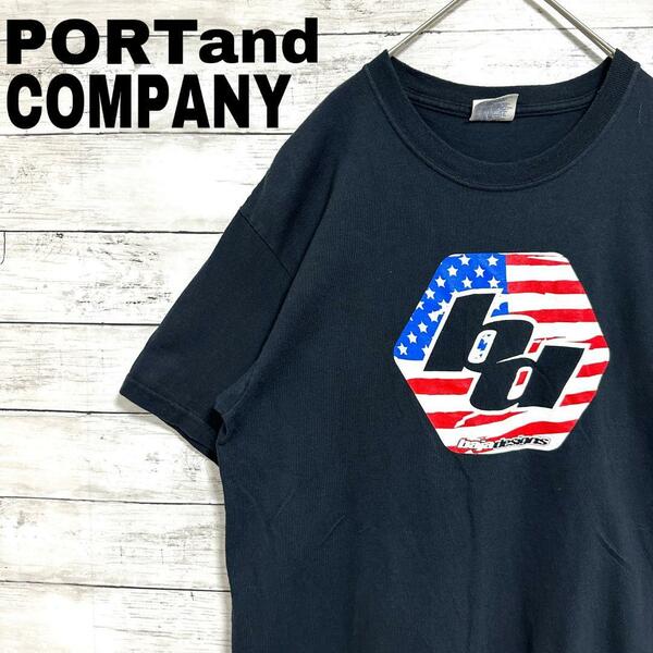 54L USA製 PORT&COMPANY 半袖Tシャツ 企業ロゴプリント　L相当　メンズ　