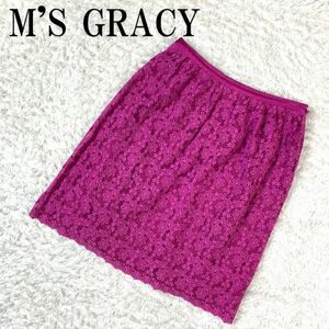 M'S GRACY エムズグレイシー レーススカート ピンク 花柄 コットン ナイロン ポリエステル 38 B1056