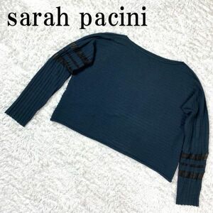 sarah pacini サラパチーニ 長袖カットソー グリーン 緑 レーヨン ポリエステル F B1084