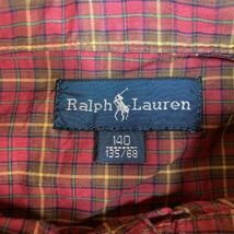 Ralph Lauren ラルフローレン チェックシャツ 135/68 レッドブラウン 長袖 ワンポイント刺 コットン 子供服 キッズ服 140 B1117_画像5